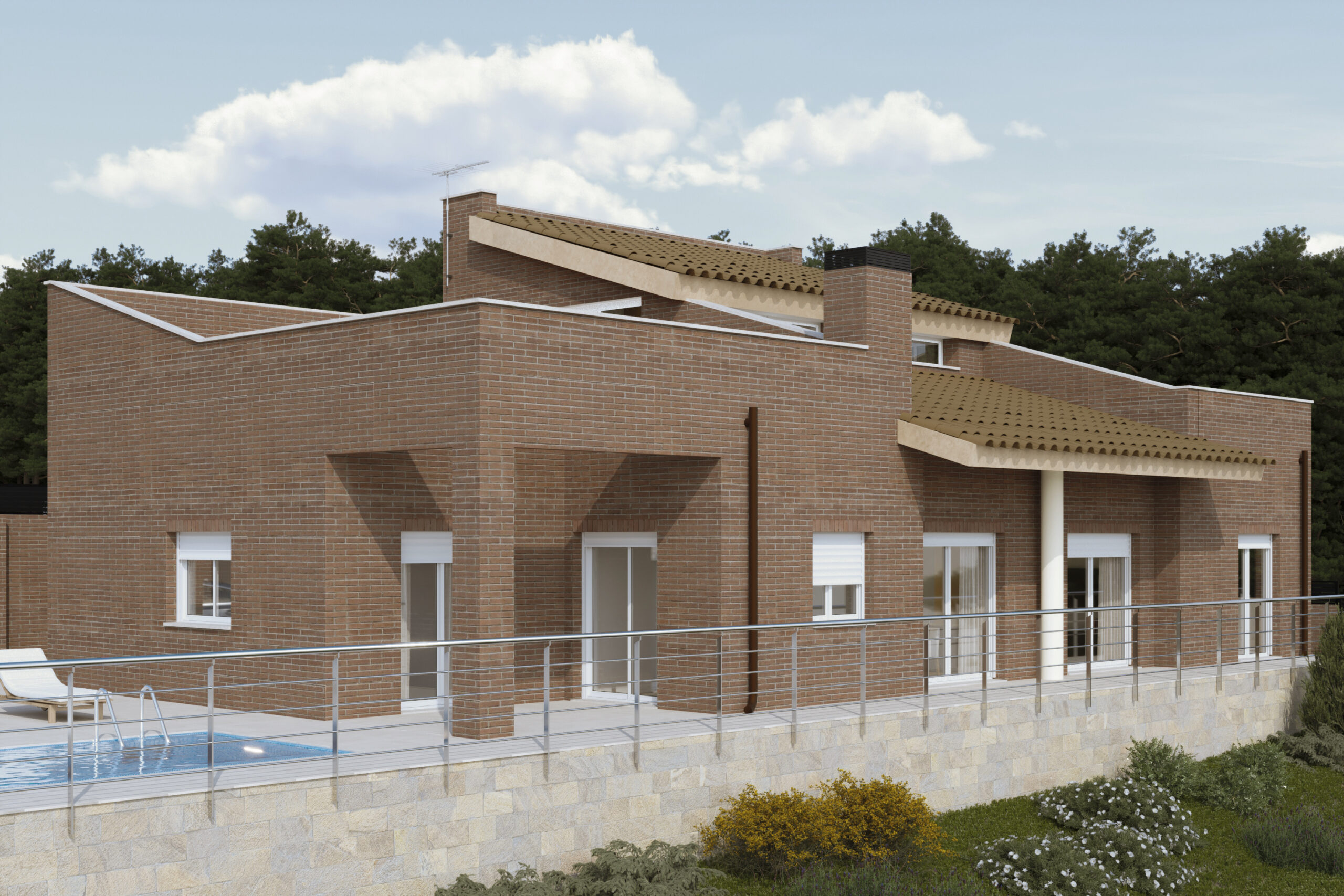 Imagen fachada posterior casa unifamiliar